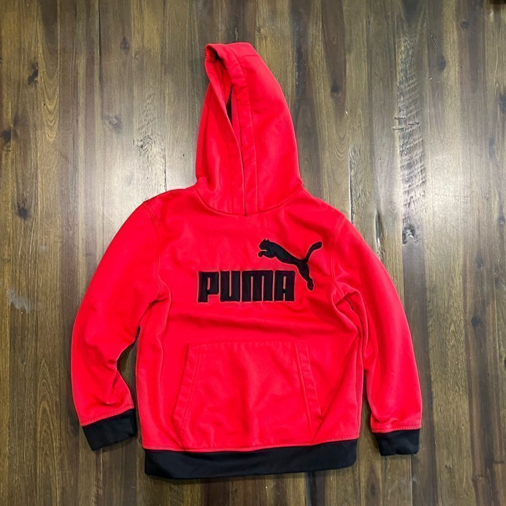 Puma Kids Hoodie Red and Black Fleece - Size S